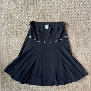 Evo Vorro Black skirt with silver button details nylon stretch vintage look